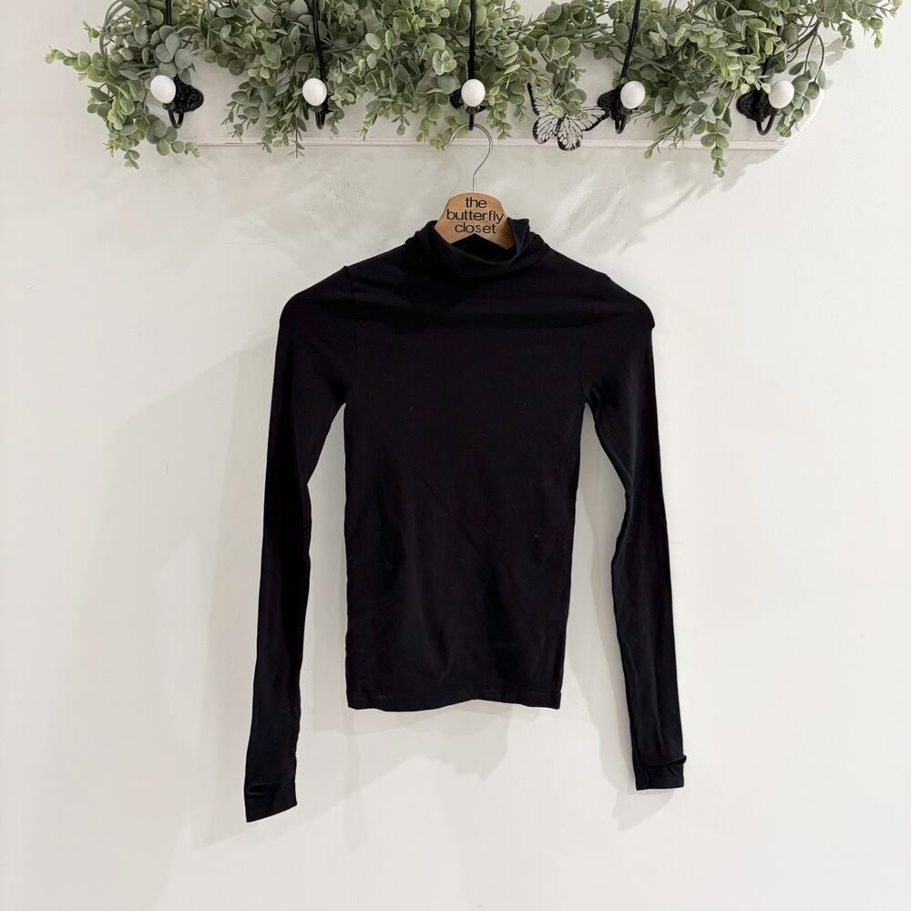 Commando Women’s Black Long Sleeve Turkey Neck Top One Size K 5928